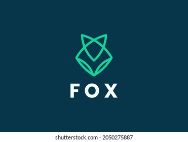 head fox line logo design
