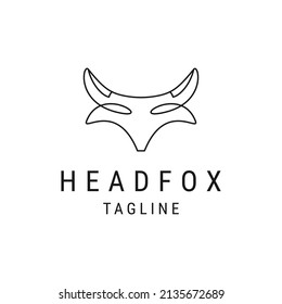 Head fox line logo icon design template