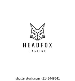 Head fox line logo icon design template flat vector