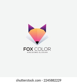 head fox logo design colorful illustration 