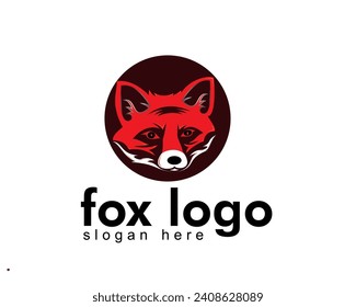 head fox logo design template full color