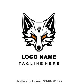 Head Fox Logo Flat Design Concept