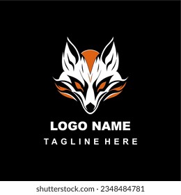 Head Fox Logo Flat Design Concept