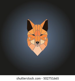 Head fox logo in geometry style. Vector design element.