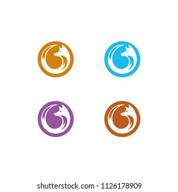 head fox logo minimalist graphic abstract template download modern shape