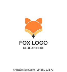 Head fox logo template in simple flat style. Creative animal vector illustration