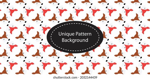 Head Fox pattern background. Wildlife pattern. Fox and flowering branches background