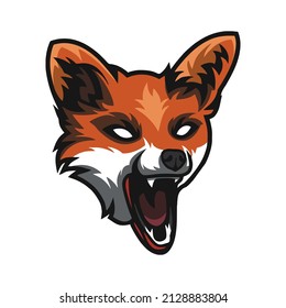 head fox roaring with white background