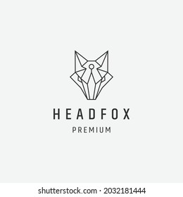Head fox style line art logo design