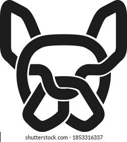 Head of French Bulldog with Nordic Knot Design Style