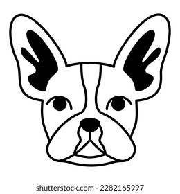 Head of French Bulldog. Purebred pet in outline style.