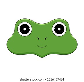 Head of frog in cartoon style. Vector illustration. Woodland animal head icon. Serene frog. Frog emotional head.