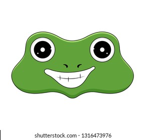 Head of frog in cartoon style. Vector illustration. Woodland animal head icon. Happy frog. Frog emotional head.