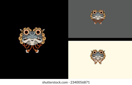head frog chinese vector mascot design