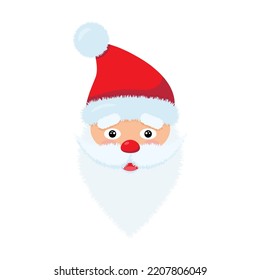 head funny Santa Claus on a white background. vector illustration