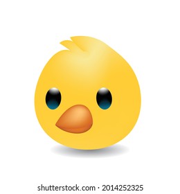 Head of Funny yellow newborn chicken cute emoji character vector Illustration. 