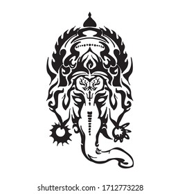 head of Ganesha design for illustration with isolate background