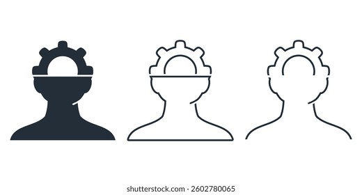 Head with gear, cogwheel icon. Illustration vector