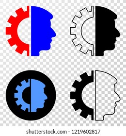 Head gear EPS vector pictogram with contour, black and colored versions. Illustration style is flat iconic symbol on chess transparent background.