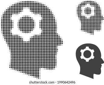 Head gear halftone dotted icon. Halftone array contains circle pixels. Vector illustration of head gear icon on a white background.
