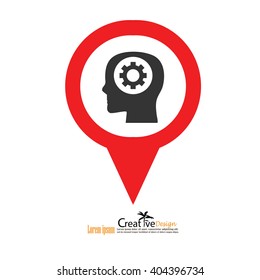 Head with gear icon. Conceptual image.thought process.vector  illustration