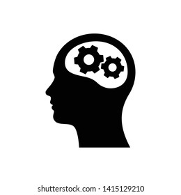 Head with gear icon. Idea logo. Symbols of thinking. illustration of Smart Intelligence and brainstorming.  - Shutterstock ID 1415129210