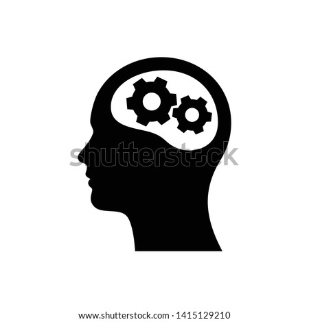 Head with gear icon. Idea logo. Symbols of thinking. illustration of Smart Intelligence and brainstorming. 