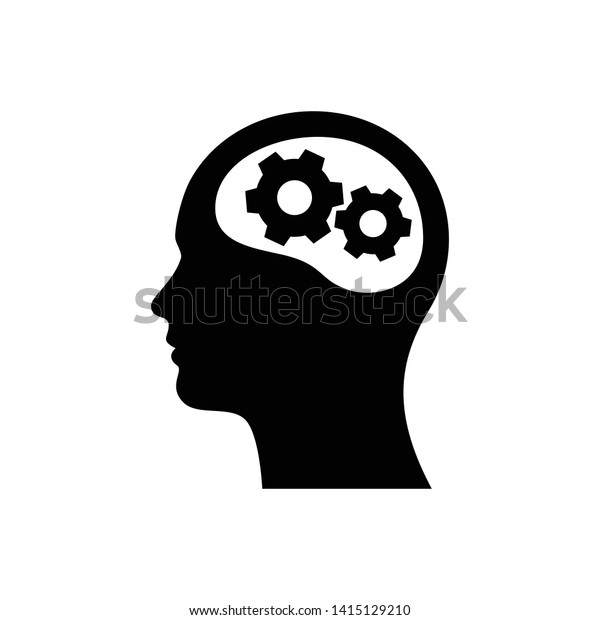 Head with gear\
icon. Idea logo. Symbols of thinking. illustration of Smart\
Intelligence and brainstorming.\
