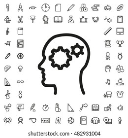 Head and gear icon illustration isolated vector sign symbol