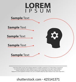 head and gear icon. head and gear infographics template