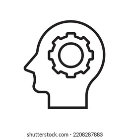 icono del engranaje de cabeza. Engranaje en el icono de la mente, elementos vectoriales de los iconos del proceso cerebral para ui y ux, sitio web o aplicación móvil