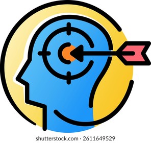 Head with gear icon. Symbols of forward thinking, intelligence, brainstorming logo concepts.