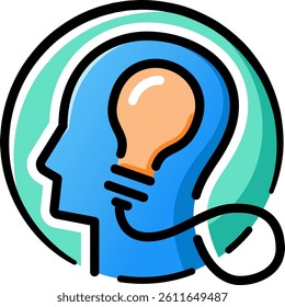 Head with gear icon. Symbols Logo of forward thinking, intelligence, brainstorming.