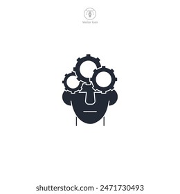 Head with Gear Icon theme symbol vector illustration isolated on white background
