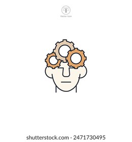 Head with Gear Icon theme symbol vector illustration isolated on white background