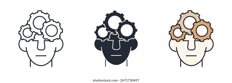 Head with Gear Icon theme symbol vector illustration isolated on white background