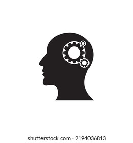 icono de cabeza y marcha, plantilla de logotipo de ilustración de vector