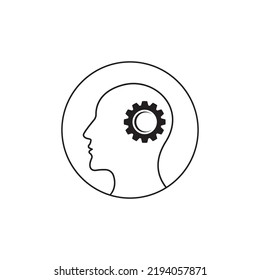 head and gear icon, vector illustration logo template
