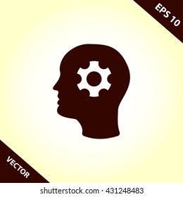 head and gear icon. head and gear vector illustration