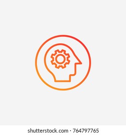 Head in gear icon.gradient illustration isolated vector sign symbol