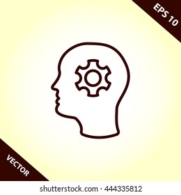 head and gear line icon