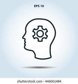 head and gear line icon
