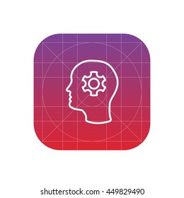head and gear line icon