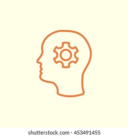 head and gear line icon