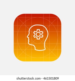 head and gear line icon