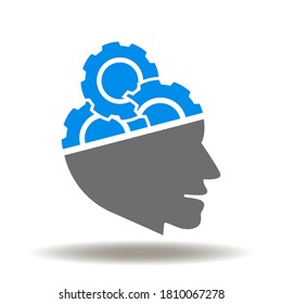 Head Gear Mechanism Icon Vector. Competence logo. Mind, think process, idea generation symbol.