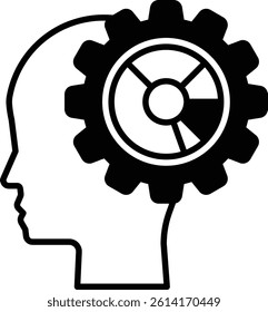 A head with a gear on it