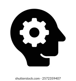 A head with a gear, representing strategic thought and planning