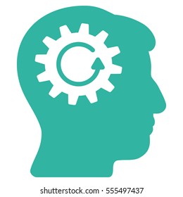 Head Gear Rotation vector icon. Style is flat graphic symbol, cyan color, white background.