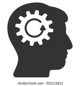 Head Gear Rotation vector pictograph. Style is flat graphic symbol, gray color, white background.